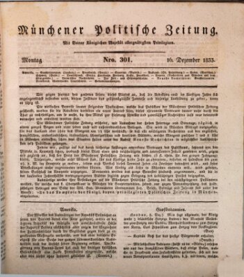 Münchener politische Zeitung (Süddeutsche Presse) Montag 16. Dezember 1833