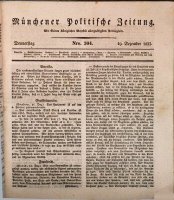 Münchener politische Zeitung (Süddeutsche Presse) Donnerstag 19. Dezember 1833