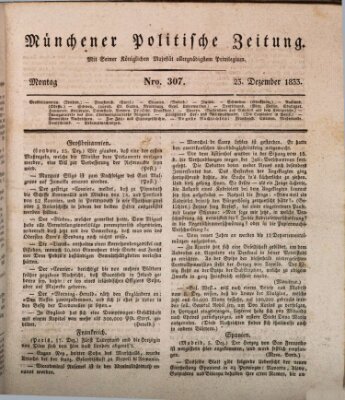 Münchener politische Zeitung (Süddeutsche Presse) Montag 23. Dezember 1833