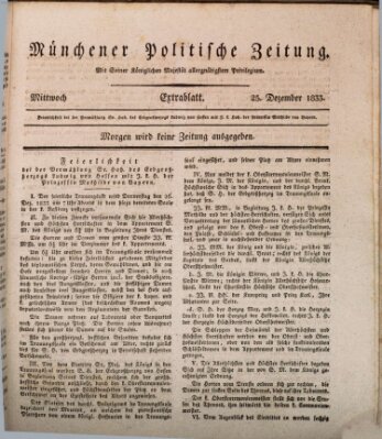 Münchener politische Zeitung (Süddeutsche Presse) Mittwoch 25. Dezember 1833