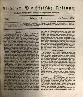 Münchener politische Zeitung (Süddeutsche Presse) Freitag 17. Januar 1834