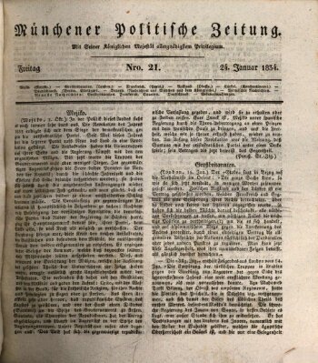 Münchener politische Zeitung (Süddeutsche Presse) Freitag 24. Januar 1834