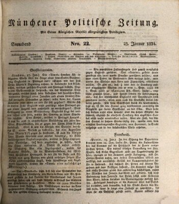 Münchener politische Zeitung (Süddeutsche Presse) Samstag 25. Januar 1834