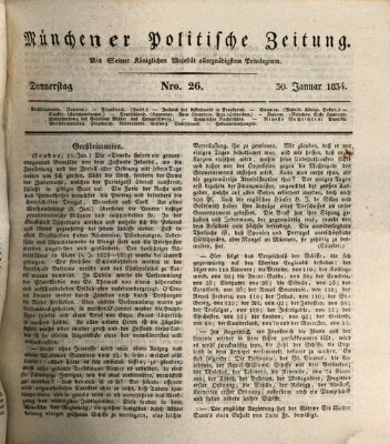 Münchener politische Zeitung (Süddeutsche Presse) Donnerstag 30. Januar 1834