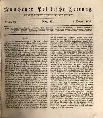 Münchener politische Zeitung (Süddeutsche Presse) Mittwoch 5. Februar 1834