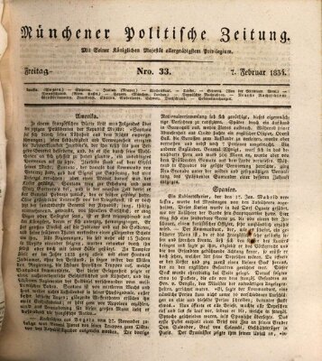 Münchener politische Zeitung (Süddeutsche Presse) Freitag 7. Februar 1834