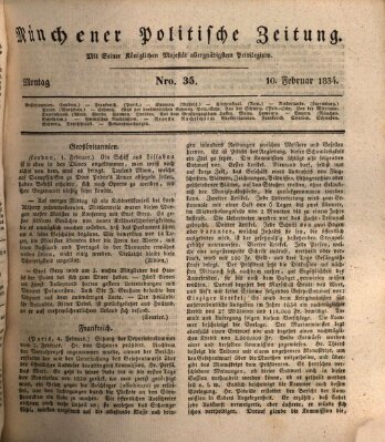 Münchener politische Zeitung (Süddeutsche Presse) Montag 10. Februar 1834