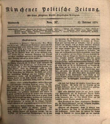 Münchener politische Zeitung (Süddeutsche Presse) Mittwoch 12. Februar 1834