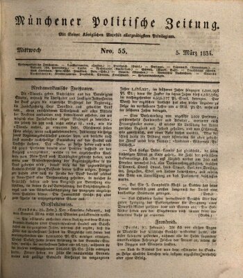 Münchener politische Zeitung (Süddeutsche Presse) Mittwoch 5. März 1834