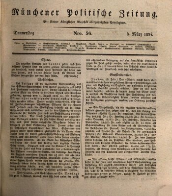 Münchener politische Zeitung (Süddeutsche Presse) Donnerstag 6. März 1834