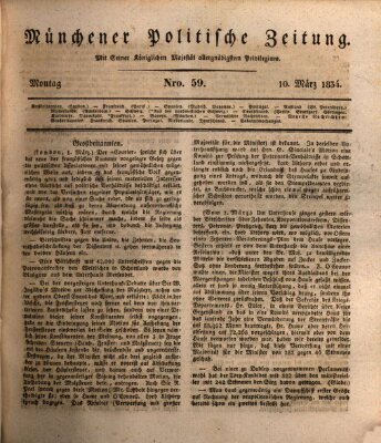 Münchener politische Zeitung (Süddeutsche Presse) Montag 10. März 1834