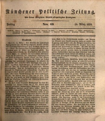 Münchener politische Zeitung (Süddeutsche Presse) Freitag 21. März 1834