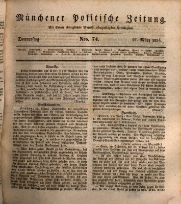 Münchener politische Zeitung (Süddeutsche Presse) Donnerstag 27. März 1834