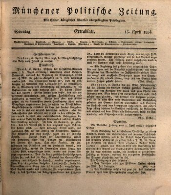 Münchener politische Zeitung (Süddeutsche Presse) Sonntag 13. April 1834