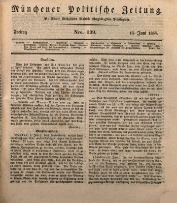 Münchener politische Zeitung (Süddeutsche Presse) Freitag 13. Juni 1834