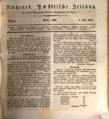 Münchener politische Zeitung (Süddeutsche Presse) Dienstag 8. Juli 1834