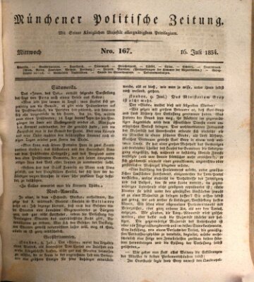 Münchener politische Zeitung (Süddeutsche Presse) Mittwoch 16. Juli 1834