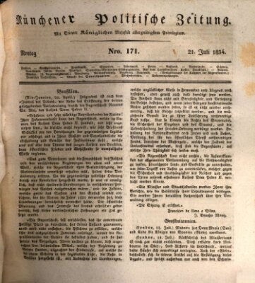 Münchener politische Zeitung (Süddeutsche Presse) Montag 21. Juli 1834