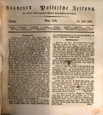 Münchener politische Zeitung (Süddeutsche Presse) Dienstag 22. Juli 1834