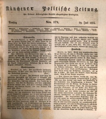 Münchener politische Zeitung (Süddeutsche Presse) Dienstag 29. Juli 1834