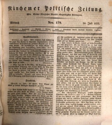 Münchener politische Zeitung (Süddeutsche Presse) Mittwoch 30. Juli 1834