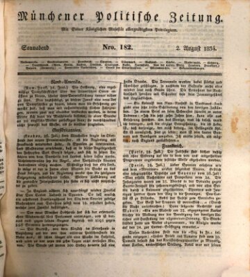 Münchener politische Zeitung (Süddeutsche Presse) Samstag 2. August 1834