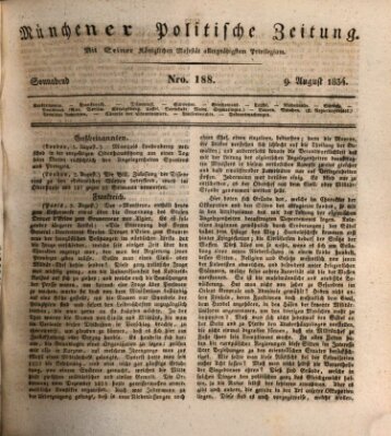 Münchener politische Zeitung (Süddeutsche Presse) Samstag 9. August 1834