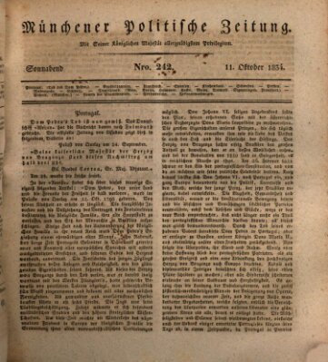 Münchener politische Zeitung (Süddeutsche Presse) Samstag 11. Oktober 1834