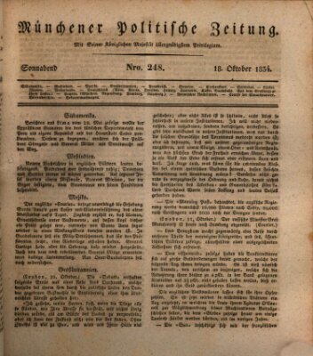 Münchener politische Zeitung (Süddeutsche Presse) Samstag 18. Oktober 1834