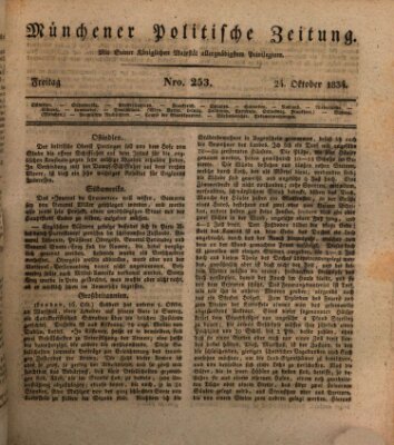 Münchener politische Zeitung (Süddeutsche Presse) Freitag 24. Oktober 1834