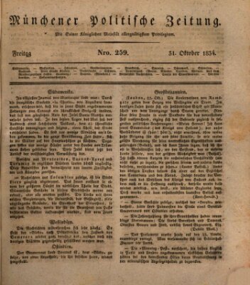 Münchener politische Zeitung (Süddeutsche Presse) Freitag 31. Oktober 1834