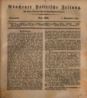 Münchener politische Zeitung (Süddeutsche Presse) Samstag 1. November 1834