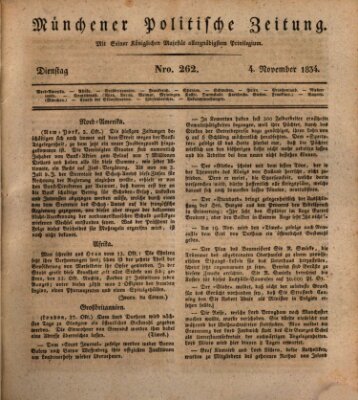 Münchener politische Zeitung (Süddeutsche Presse) Dienstag 4. November 1834