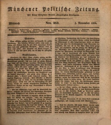 Münchener politische Zeitung (Süddeutsche Presse) Mittwoch 5. November 1834