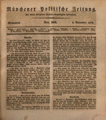 Münchener politische Zeitung (Süddeutsche Presse) Samstag 8. November 1834