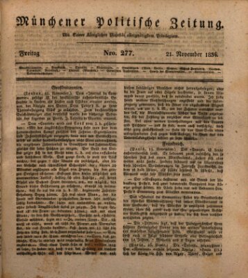 Münchener politische Zeitung (Süddeutsche Presse) Freitag 21. November 1834