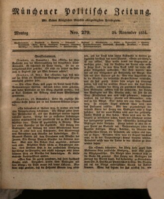 Münchener politische Zeitung (Süddeutsche Presse) Montag 24. November 1834