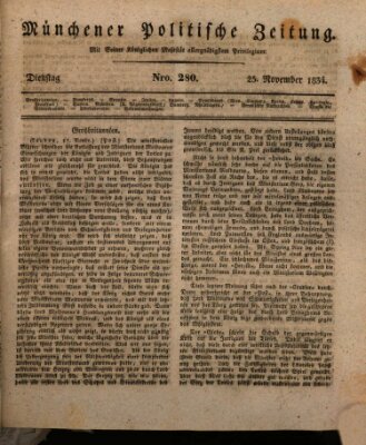 Münchener politische Zeitung (Süddeutsche Presse) Dienstag 25. November 1834