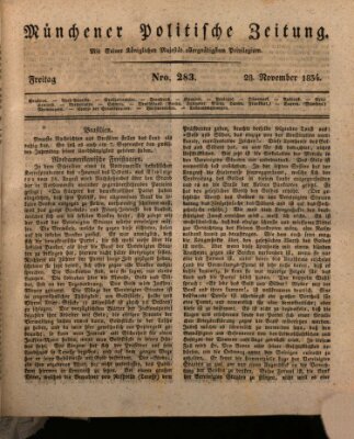 Münchener politische Zeitung (Süddeutsche Presse) Freitag 28. November 1834