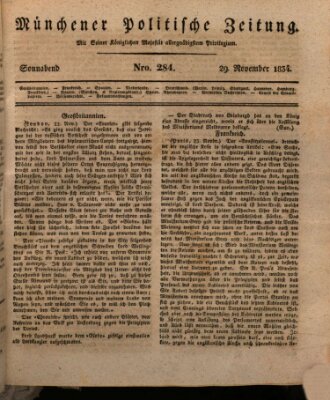 Münchener politische Zeitung (Süddeutsche Presse) Samstag 29. November 1834