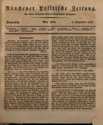 Münchener politische Zeitung (Süddeutsche Presse) Donnerstag 4. Dezember 1834