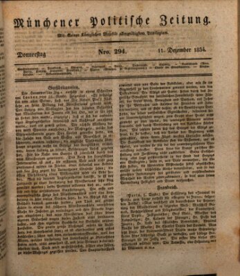 Münchener politische Zeitung (Süddeutsche Presse) Donnerstag 11. Dezember 1834