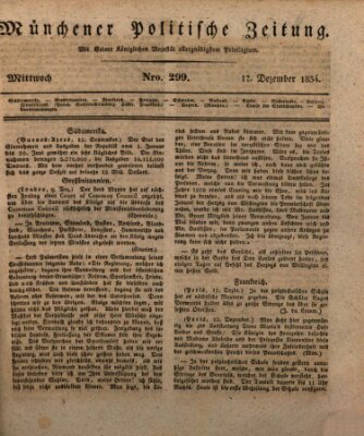 Münchener politische Zeitung (Süddeutsche Presse) Mittwoch 17. Dezember 1834