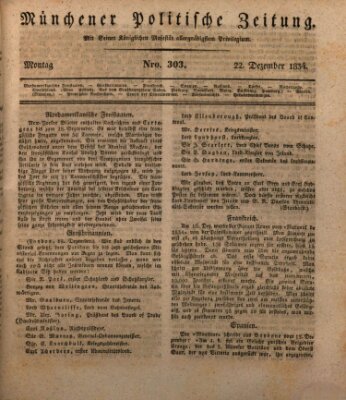 Münchener politische Zeitung (Süddeutsche Presse) Montag 22. Dezember 1834