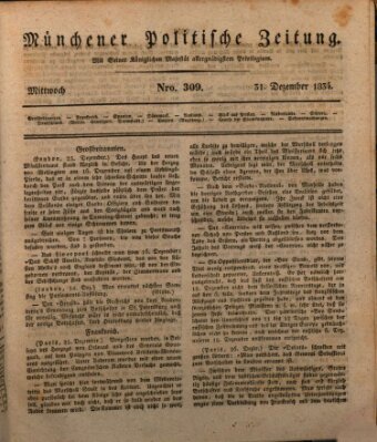 Münchener politische Zeitung (Süddeutsche Presse) Mittwoch 31. Dezember 1834