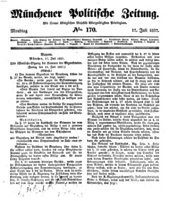 Münchener politische Zeitung (Süddeutsche Presse) Montag 17. Juli 1837