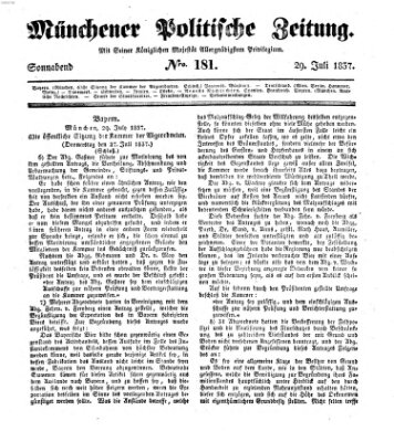 Münchener politische Zeitung (Süddeutsche Presse) Samstag 29. Juli 1837