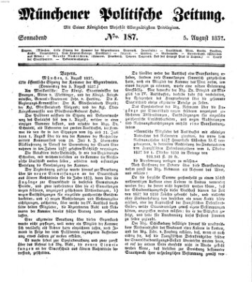 Münchener politische Zeitung (Süddeutsche Presse) Samstag 5. August 1837