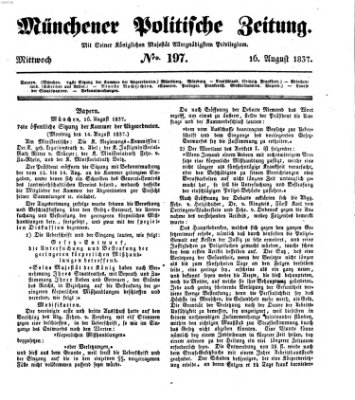 Münchener politische Zeitung (Süddeutsche Presse) Mittwoch 16. August 1837