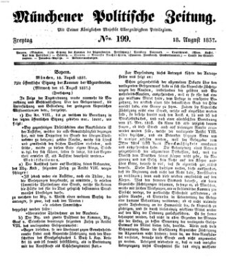 Münchener politische Zeitung (Süddeutsche Presse) Freitag 18. August 1837